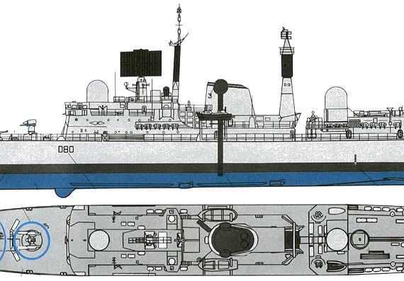 Корабль HMS Sheffield [Type 42 Destroyer] (1982) - чертежи, габариты, рисунки